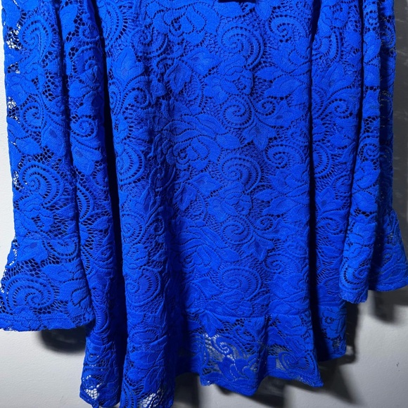 INC International Concepts Blue Cold Shoulder Lace Blouse Size 1x NWT Brand New - Picture 5 of 8
